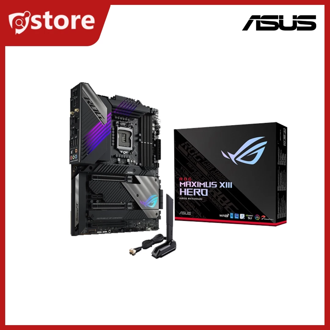 ASUS MB ROG MAXIMUS XIII HERO ( 4x DDR4, MAX 128GB, Up to 5333(OC) MHz / M.2 Slots x3 / HDMI x1 / Display Port x1  /3 Years )