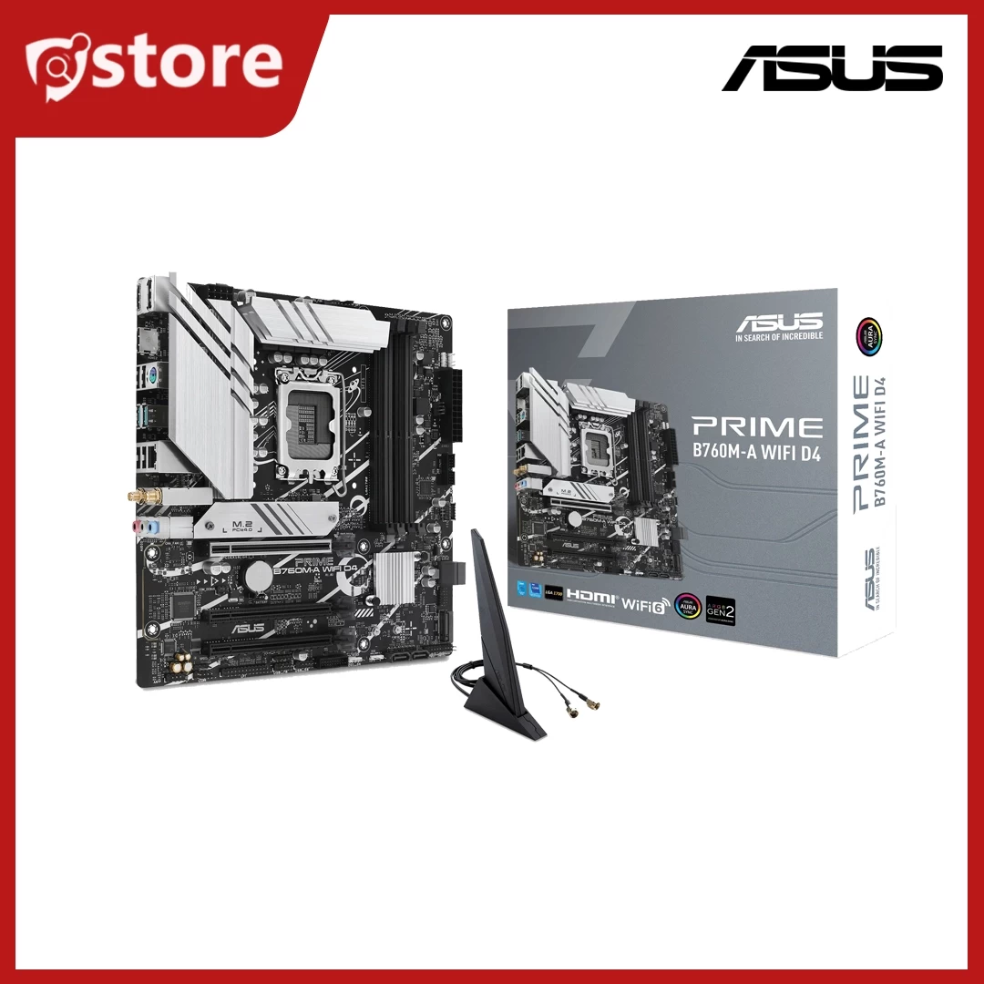 PRIME B760M-A WIFI D4 (4x DDR4, Max. 128GB / 5333(OC) / 2x M.2 slots / Wifi 6 / Bluetooth 5.2 / DP x1, HDMI x2port / mATX / 3 Years)