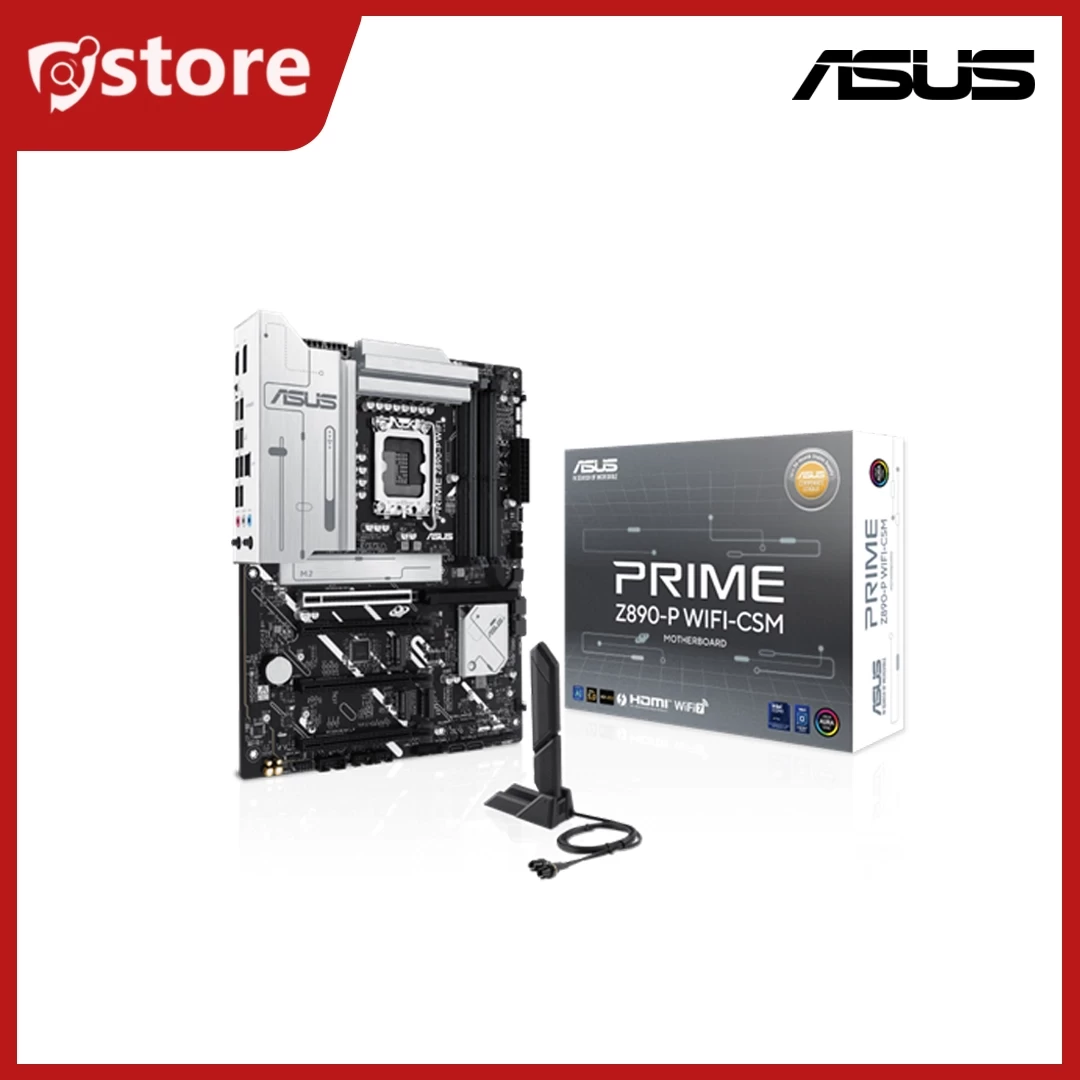 ASUS PRIME Z890-P WIFI-CSM ( 4x DDR5, Max 256GB / 8666+(OC) / 4x M.2 / 1x HDMI, 1x DP, 1x Thunderbolt 4 / Wi-Fi 7 / Bluetooth 5.4 / ATX )