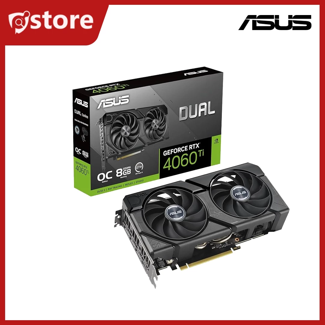 DUAL-RTX4060TI-O8G-EVO (VRAM 8GB GDDR6 / CUDA Core 4352 / 128-bit / 2595 MHz (Boost) / HDMI x1, DP x3 / 3 Years)