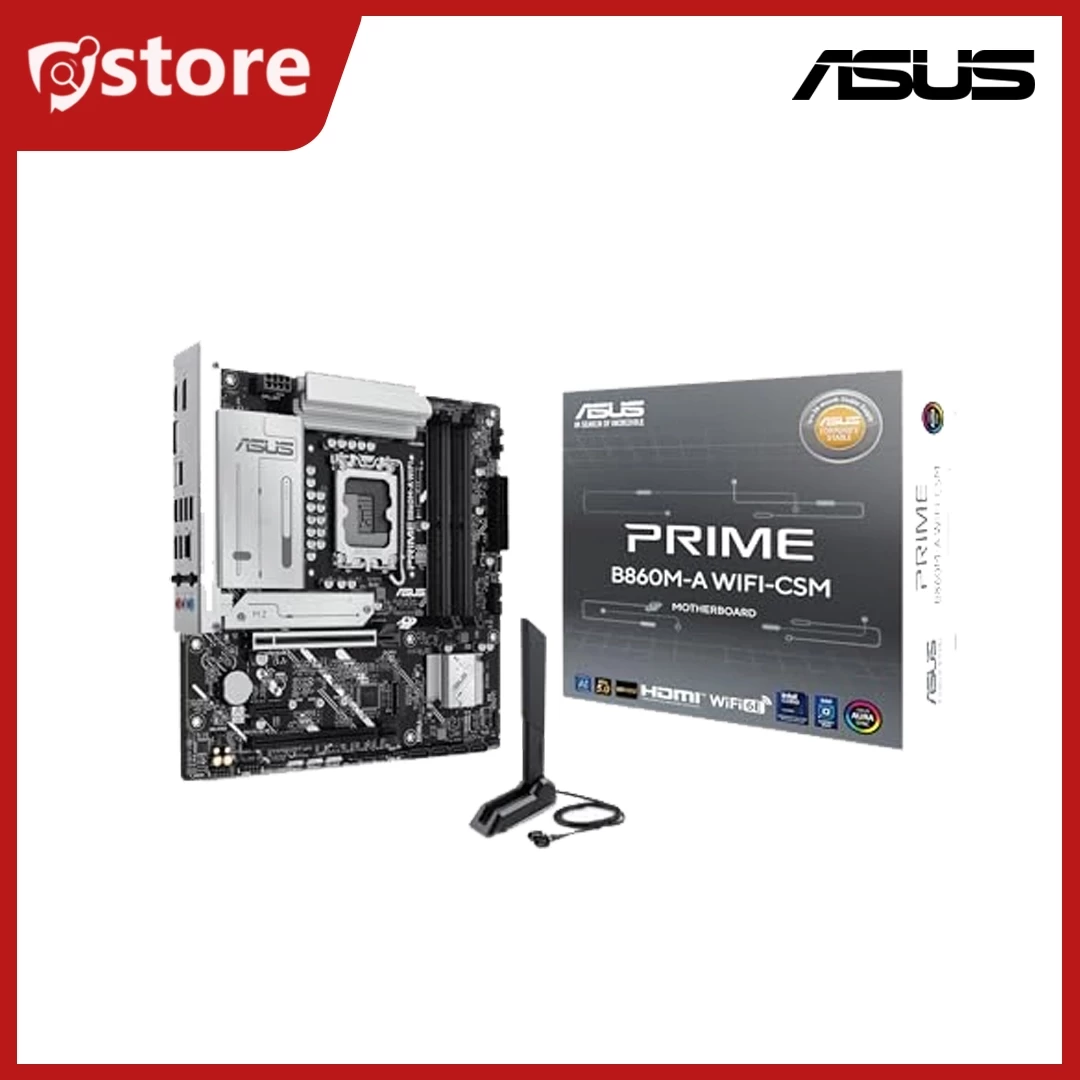 PRIME B860M-A WIFI-CSM (4x DDR5, Max.256GB / 8666+(OC) / M.2 slots x2 / Wifi 6E / Bluetooth 5.3 / DP x2, HDMI x1, 1x USB Type-C ( 20Gbps ) / mATX / 3 Years)